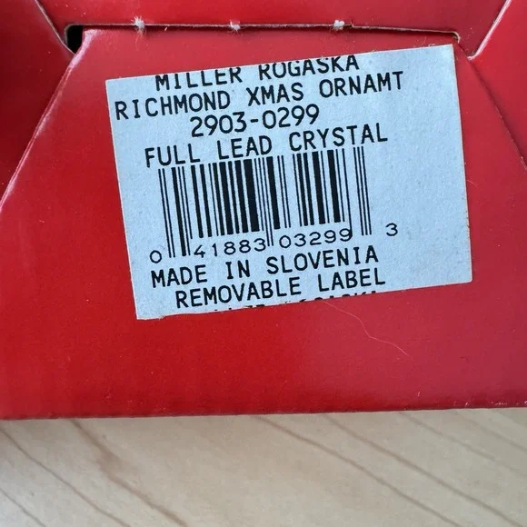 Vtg Miller Rogaska Full Lead Crystal Christmas Ornament Teardrop Richmond In Box - Picture 9 of 9